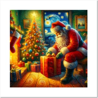 Stellar Santa - Starry Night Sky Holiday Art Prints Posters and Art